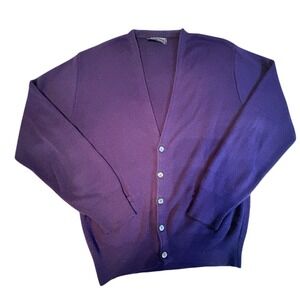 Vintage‎ Puritan Purple Orlon Acrylic Cardigan Sweater Mens Large Made in USA